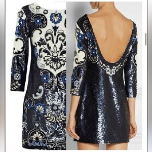 Needle & Thread fully hand Embellished Sequin Floral Dress US 6